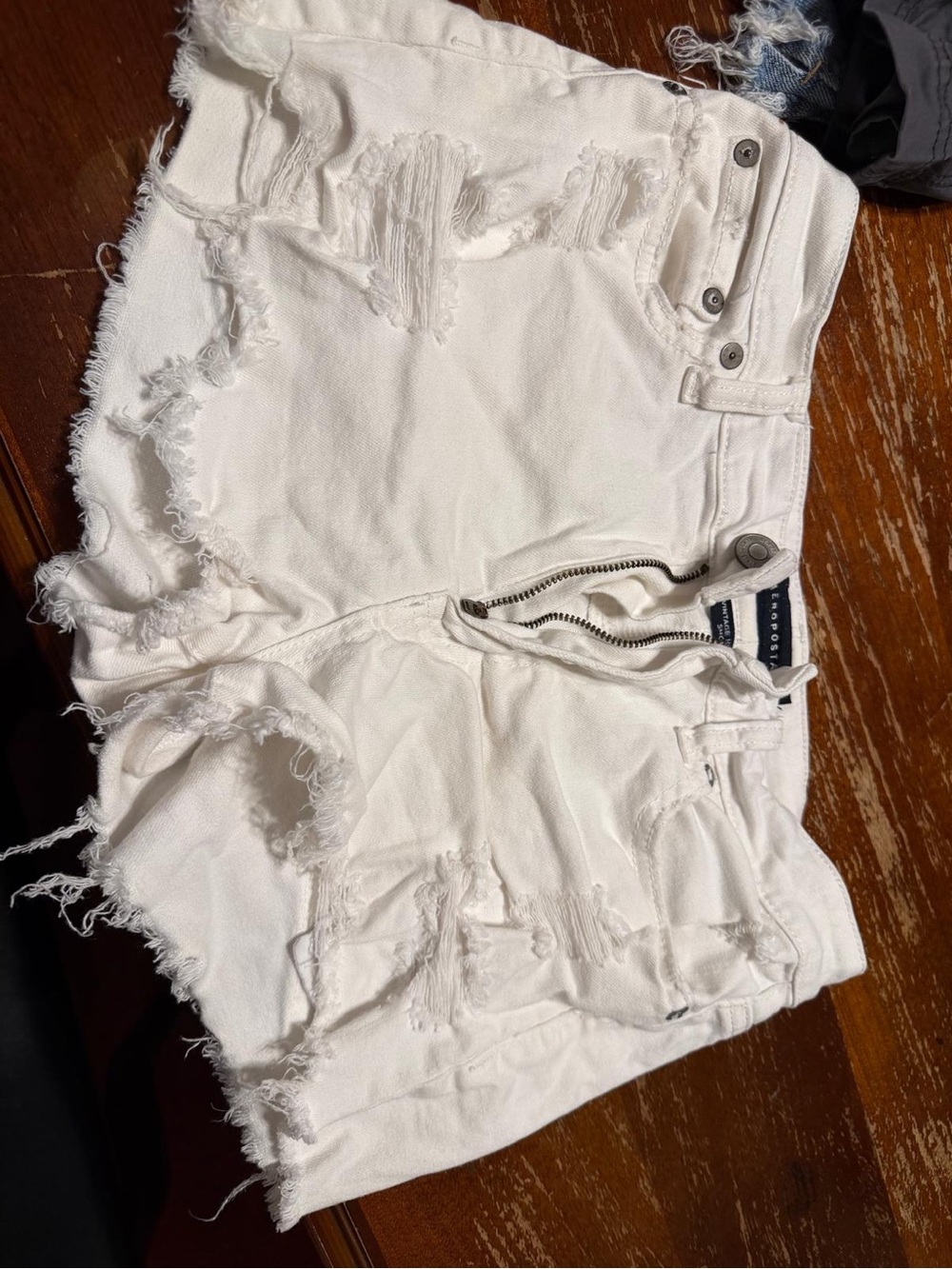 Aeropostale White Distressed Denim Jean Shorts